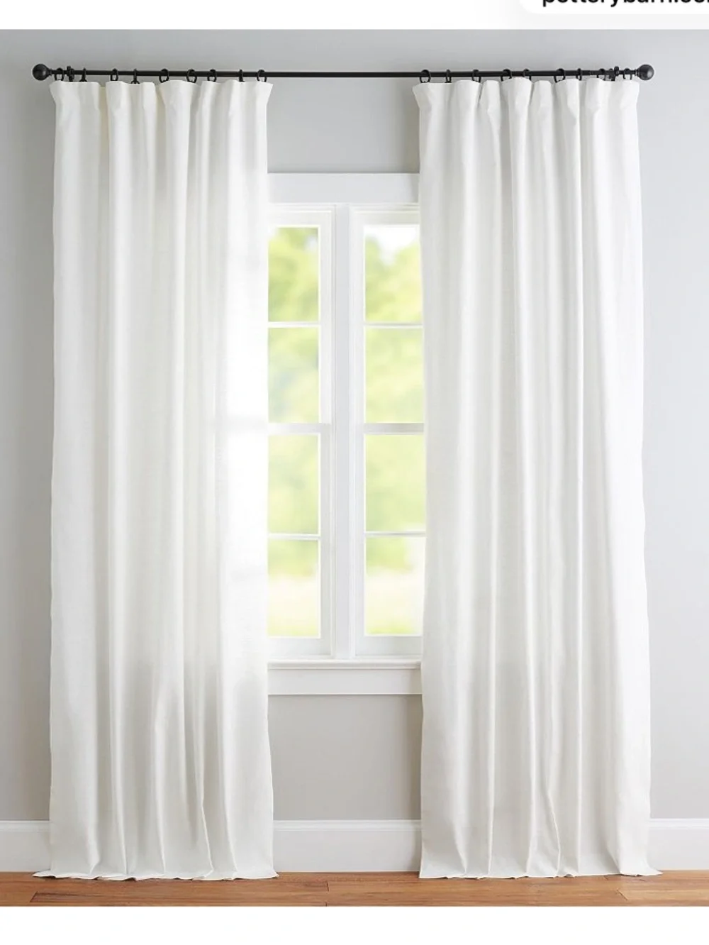 Pottery Barn Emery Linen-Blend Blackout Drape White Sz 50X84 NEW